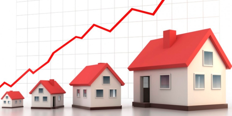 Image That Representing the gradual growth of real estate property's rate.